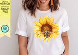 Sunflower Bee PNG, sublimation designs downloads, sublimation graphics, Bee t-shirt designs, digital download, printable art