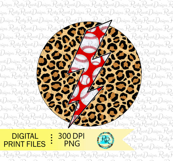 Baseball Mom Leopard - Digital Download Sublimation Design, PNG Files