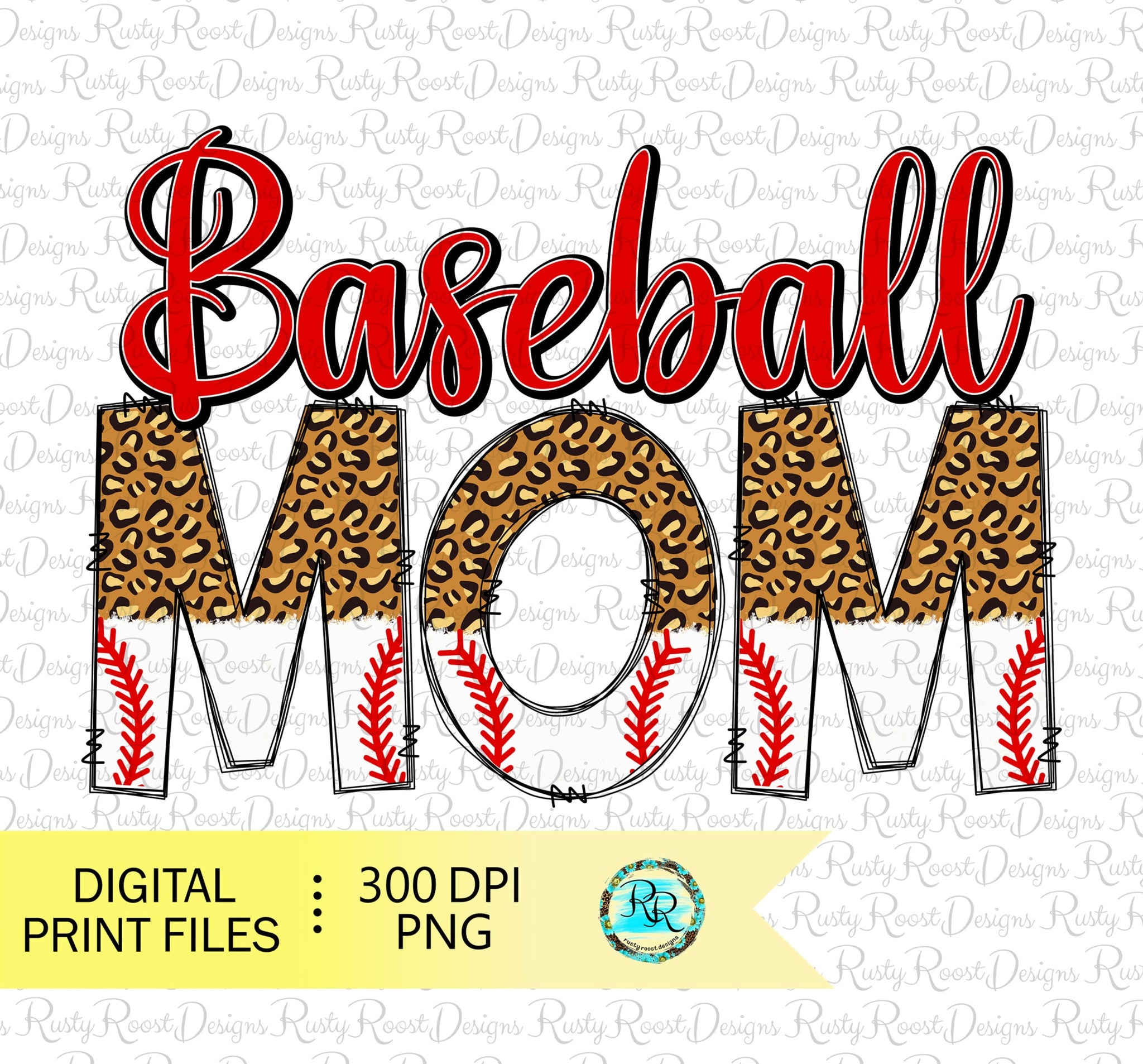 Baseball Mom Leopard PNG Sublimation