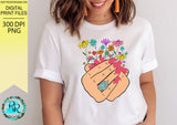 Hands with flowers Png, sublimation designs downloads, Hand drawn Png design, Printable designs