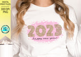 Happy New Year 2023 sublimation designs downloads, Retro New Year design, printable design