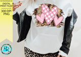 Pink hearts with leopard sublimation design