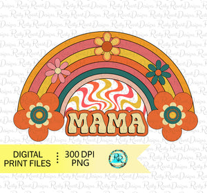 Retro Mama PNG, Retro sublimation designs downloads, Retro rainbow, printable designs