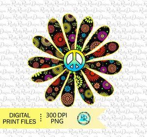 Peace flower sublimation design download, Retro Peace love png, digital download, printable designs