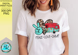 Peace Love Camp png, Camping sublimation designs downloads, Camping shirt PNG designs