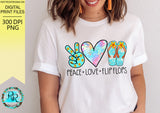 Peace Love Flip Flops Png, Summer sublimation designs downloads, shirt designs, printable designs