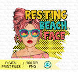 Resting beach face sublimation design