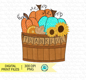 Thankful PNG, Thanksgiving sublimation designs, sublimation graphics, hand drawn, shirt design, whimsical pumpkins, printable designs