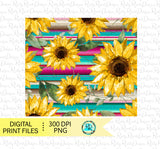 Serape Tumbler wrap, Sunflower 20oz Skinny Tumbler sublimation designs, Western sublimation PNG wrap for tumblers, Seamless tumbler PNG